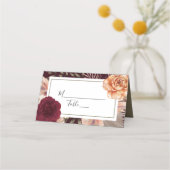 Rustic Burgundy Wedding Place Card Plaatskaartje (Voorkant)