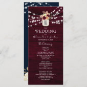 Rustic Burgundy Wedding Programme Programmakaart (Voorkant / Achterkant)