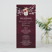 Rustic Burgundy Wedding Programme Programmakaart (Staand voorkant)