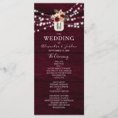 Rustic Burgundy Wedding Programme Programmakaart (Voorkant)