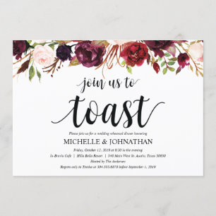 Rustic Burgundy Wedding Rehearsal Dinner Invites Kaart