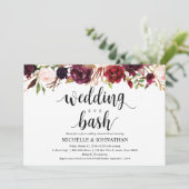 Rustic Burgundy Wedding Rehearsal Dinner Invites Kaart (Staand voorkant)