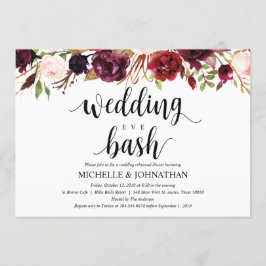 Rustic Burgundy Wedding Rehearsal Dinner Invites Kaart