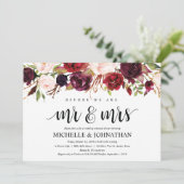 Rustic Burgundy Wedding Rehearsal Dinner Invites Kaart (Staand voorkant)