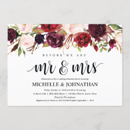 Rustic Burgundy Wedding Rehearsal Dinner Invites Kaart