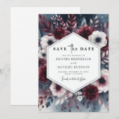 Rustic Burgundy Wedding Save The Date (Voorkant / Achterkant)
