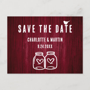 Rustic Burgundy Wedding Save the Date Briefkaart