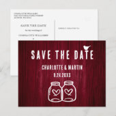 Rustic Burgundy Wedding Save the Date Briefkaart (Voorkant / Achterkant)