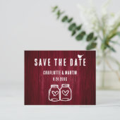 Rustic Burgundy Wedding Save the Date Briefkaart (Staand voorkant)