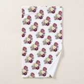 Rustic Burgundy White Blue Flowers Bouquet Floral Bad Handdoek (Handdoek)