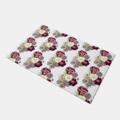 Rustic Burgundy White Blue Flowers Bouquet Floral Deurmat (Schuin)