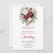 Rustic Burgundy White Floral Eucalyptus Wedding  Kaart (Voorkant)