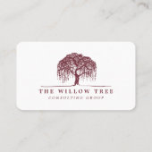 Rustic Burgundy & White Willow Tree Logo Foto Visitekaartje (Achterkant)