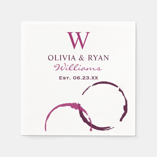 Rustic Burgundy Wine Stain Wedding Monogram Servetten (Voorkant)