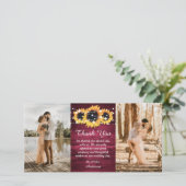 Rustic Burgundy Wood Burlap Heart - Foto Bedankkaart (Staand voorkant)