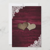 Rustic Burgundy Wood Lace Sunflower Wedding Kaart (Achterkant)