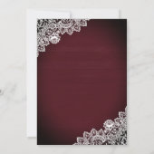 Rustic Burgundy Wood Lace Sunflower Weduwschap Kaart (Achterkant)