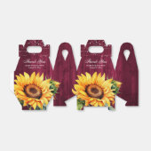Rustic Burgundy Wood Sunflower Monogram Bedankdoosjes (Uitgevouwen)