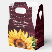 Rustic Burgundy Wood Sunflower Wedding Favor Box Bedankdoosjes (Geopend)