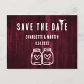 Rustic Burgundy Wood Wedding Save the Date Aankondigingskaart (Voorkant)