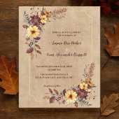 Rustic Burgundy Yellow Floral Fall Wedding Invite