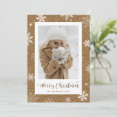 Rustic Burlap 1-fotokerstkaarten Feestdagenkaart (Staand voorkant)