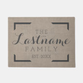 Rustic Burlap - Aangepast gezin of huwelijksgeblog Deurmat (Voorkant)