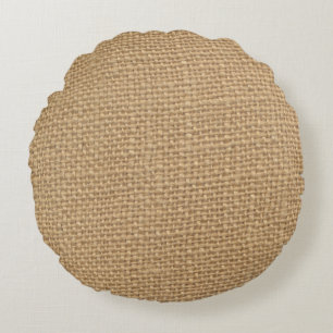 Rustic Burlap achtergrond bedrukt Rond Kussen