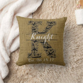 Rustic Burlap Airplane Split Monogram "K" Kussen (Deken)