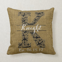 Rustic Burlap Airplane Split Monogram "K"
