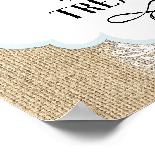 Rustic Burlap and Lace Boy Baby shower Table Sign Poster (Hoek)