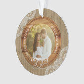 Rustic Burlap and Lace First Christmas engaged Ornament (voorkant)