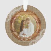 Rustic Burlap and Lace First Christmas engaged Ornament (voorkant)