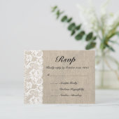 Rustic Burlap and Lace RSVP-Briefkaart Uitnodiging Briefkaart (Staand voorkant)