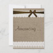 Rustic Burlap and Lace Verloving aangekondigd Aankondiging (Voorkant)