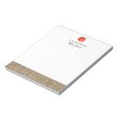 Rustic burlap apple teachers gift notepad notitieblok (Linkerzijde)