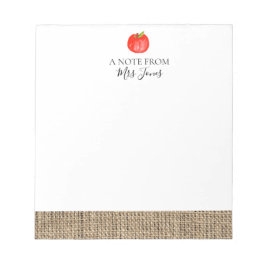 Rustic burlap apple teachers gift notepad notitieblok