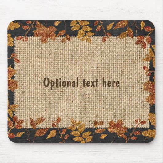 Rustic Burlap Autumn Herfst Golden Toone Leaves Muismat (Voorkant)