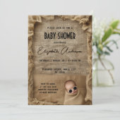Rustic Burlap Baby shower Invitation Kaart (Staand voorkant)