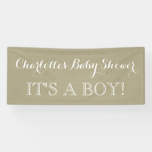 Rustic Burlap Baby shower Sign Custom Spandoek (Horizontaal)