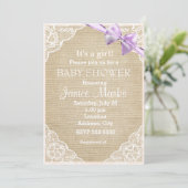 Rustic Burlap Baby shower Uitnodiging (Staand voorkant)