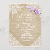 Rustic Burlap Baby shower Uitnodiging (Voorkant / Achterkant)
