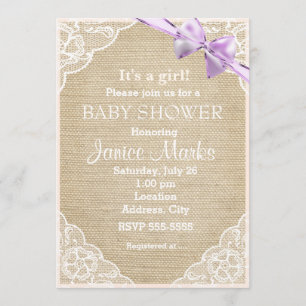 Rustic Burlap Baby shower Uitnodiging