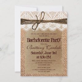 Rustic Burlap Bachelorette Party Kaart