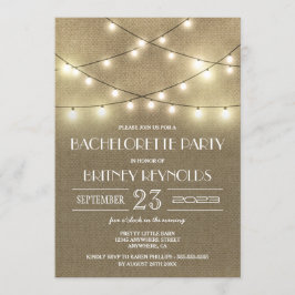 Rustic Burlap Bachelorette Party Kaart