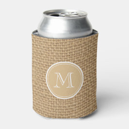 Rustic Burlap Background Monogram Blikjeskoeler