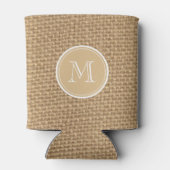 Rustic Burlap Background Monogram Blikjeskoeler (Achterkant)
