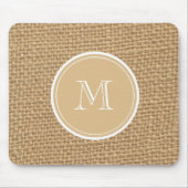 Rustic Burlap Background Monogram Muismat (Voorkant)