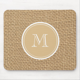 Rustic Burlap Background Monogram Muismat