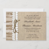 Rustic Burlap Barn Wood Twine Wedding Invitting Kaart (Voorkant)